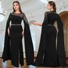 European & American Fashion Beaded Cape Sleeve Evening Dress with Hot Drilling