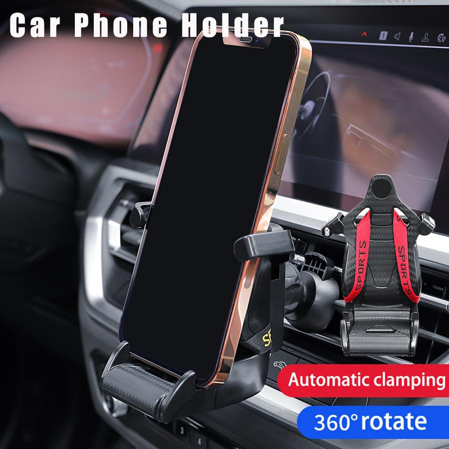 Car Phone Holder Carbon Fiber Pattern Racing Seat Style Auto Air Vent GPS Mount Compatible Storage Bracket with Most Smartphone