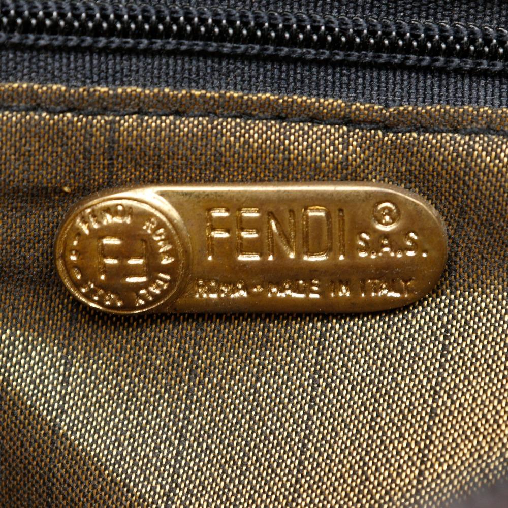 Fendi Mini Tote Handbag Zucca Pattern Brown Nylon Canvas Women Used