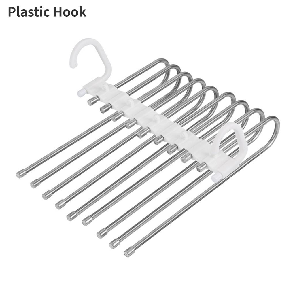 Multifunctional Foldable Pants Hanger,5/9 Layer Wardrobe Storage Rack for Scarf Towel,Space-saving Retractable Clothes Organizer