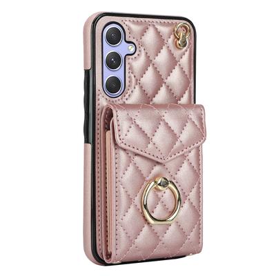 Ring Kickstand Case for Samsung Galaxy A54 5G,PU Leather+TPU Multiple Card Slots RFID Blocking Phone Cover