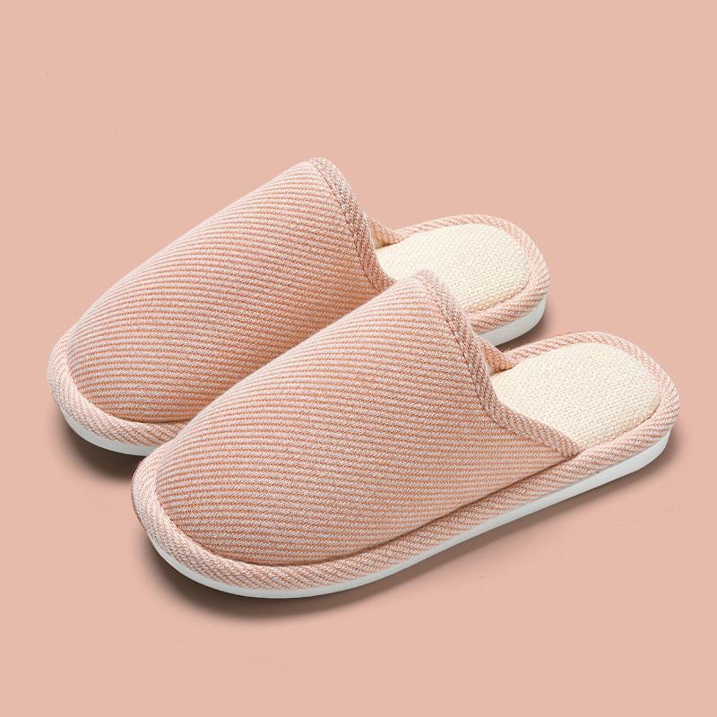 Женские и мужские льняные тапочки для дома Мягкие дышащие шлепанцы для пар Шлепанцы — фото 8