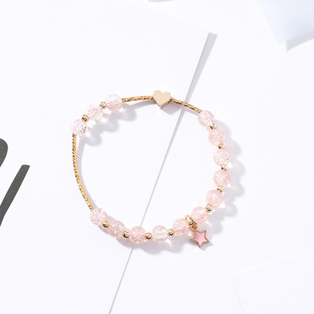 Woman Simple Stylish Sweet Delicate Love Shape Star Elastic Bracelet