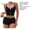 Dámský 2dílný pyžamový set Letní sexy Crop Cami Top a šortky Set ležérní žebrované spací prádlo s květinovou výzdobou