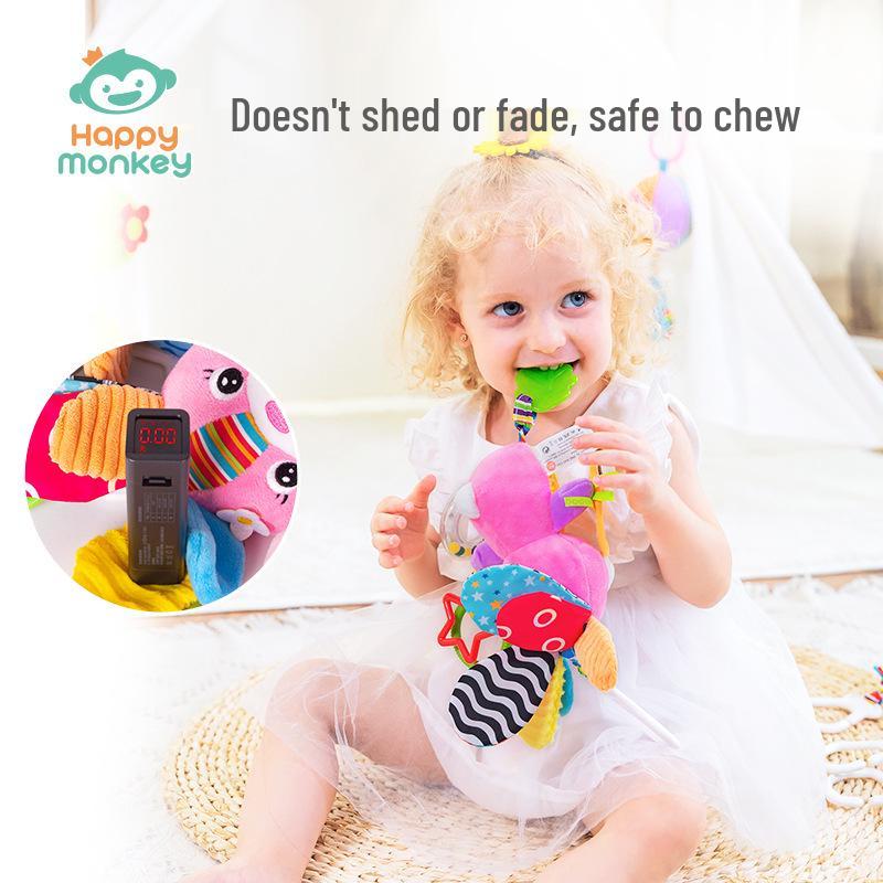 HappyMonkey Baby Sensory Plush Rattle & Teether Toy