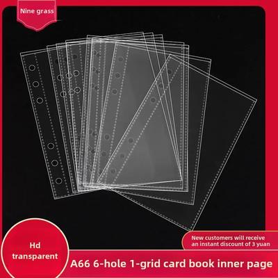 A6 6-Hole Loose-Leaf Transparent Album Pages, 1/3/Single Grid, for Polaroid, Bills, Small Cards.