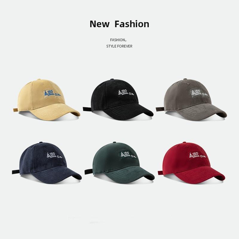Retro letter embroidered baseball cap men's and women's big head circumference street versatile soft top cap sun protection curved brim hat