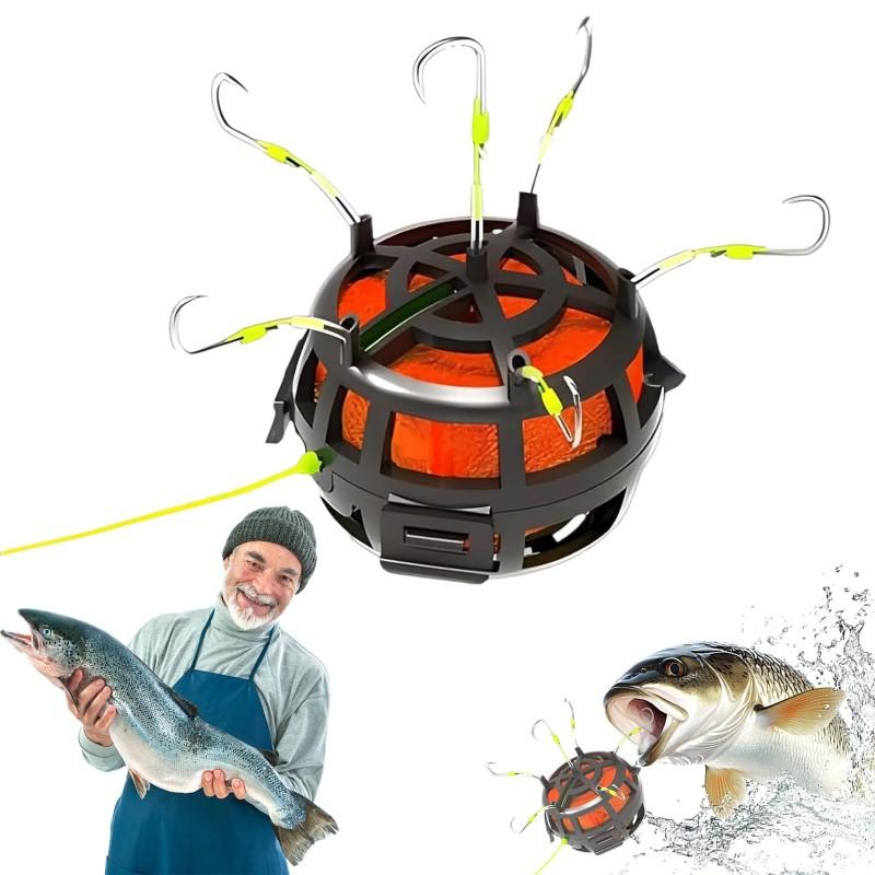 String Hook Fishing Bait Cage 6 Hook Carbon Steel Line Group Feeder Sinker New Design Square Bait Shape Fishing Spring Bait Cage