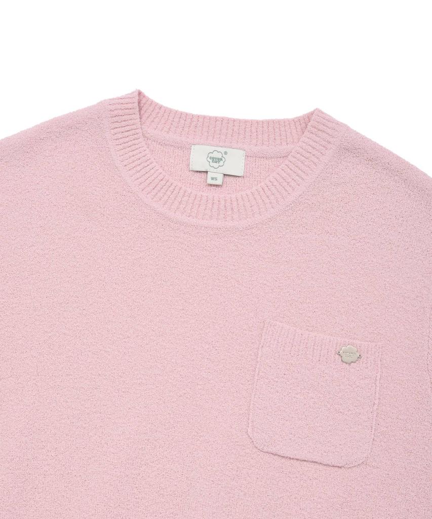 COVERNAT WOMAN Round Boucle Short Sleeve Knit Pink