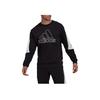 Adidas Striped Print Large Logo Crew Neck Sweatshirt Men Tops Black HK4539