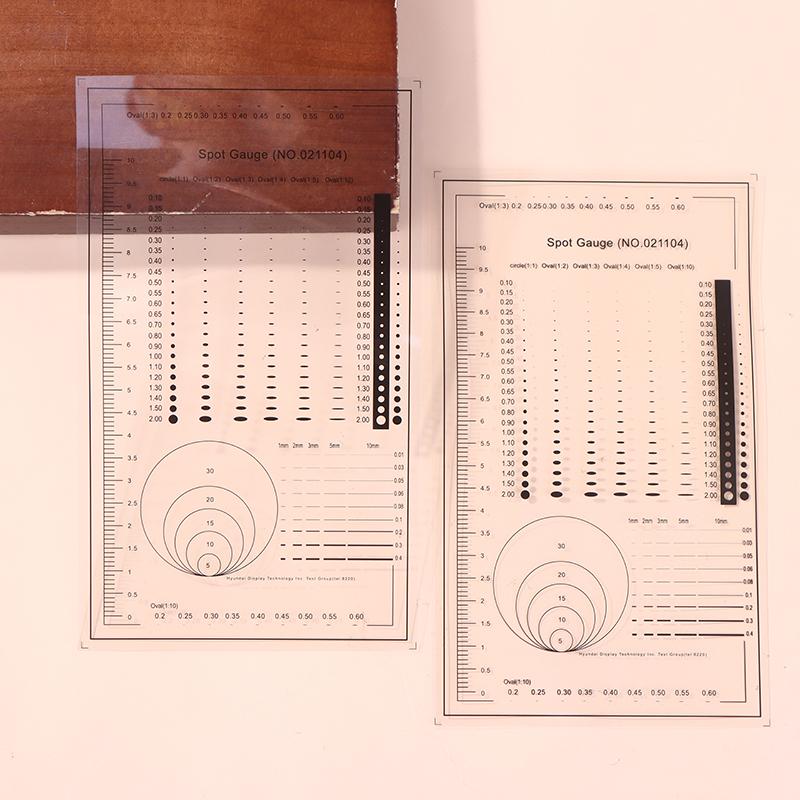 1/2pcs Spot Gauge Comparison Card Ruler Point Dot Line Gauge Scratched Area Circle Ellipse Diameter Width Thickness Micrometer