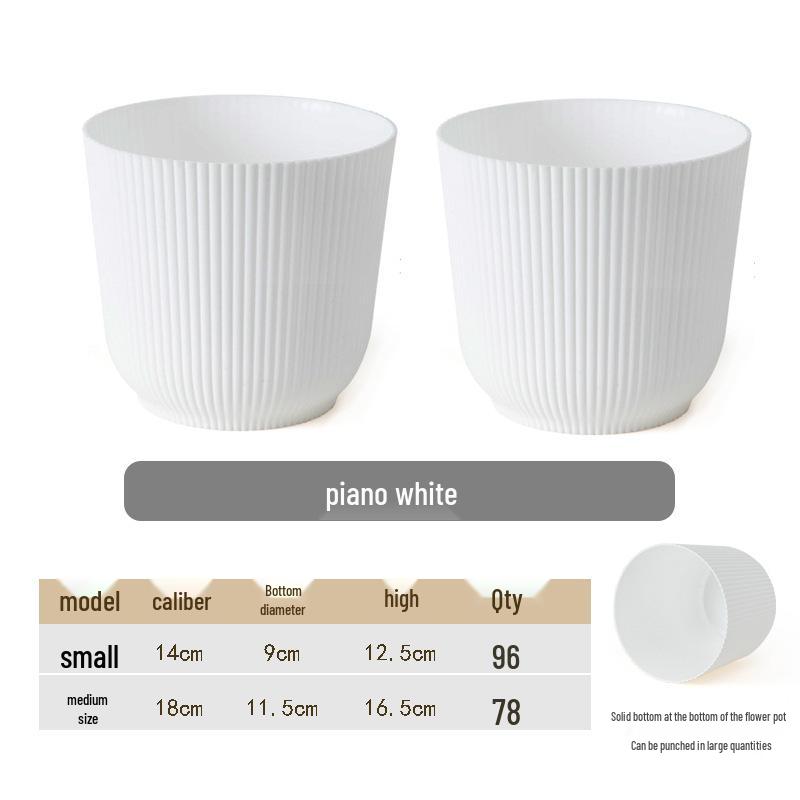 Nordic Thickened Lazy Desktop Vertical Stripe Round Pot: Phalaenopsis & Tiger Pothos Plastic Hydroponic Anti-Ceramic Flower Pot