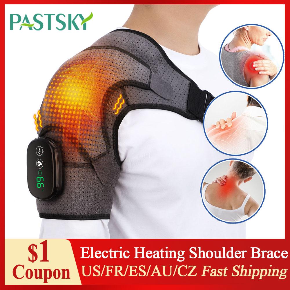 Electric Heating Shoulder Brace with LED Display Vibration Massage for Joint Care Muscle Relaxation Support Belt Strap