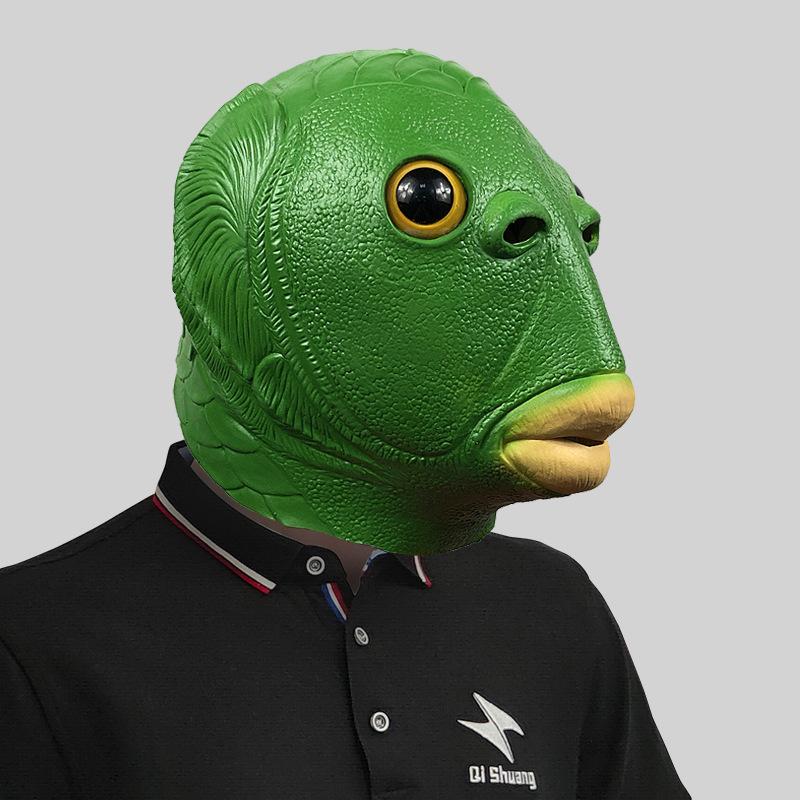 Monster Fun Green Fish Head Mask For Memorable Halloween Parties And Amusing Gatherings