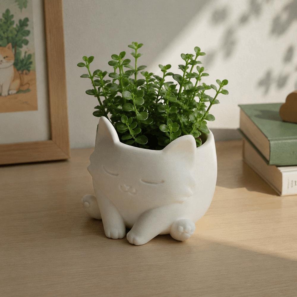 Ornaments Cat Shaped Flower Pot Lovely Plant Container For Plant Lovers Succulent Flower Pot Table