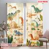2pcs,2D Plane Printing Curtain Popular Dino Wonderland Durable 100% Polyester Fabric (without Rod) Art Deco Festive for Living