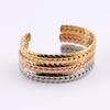 Stainless Steel Wheat Ear Open Bracelet - Fashionable Textured Summer Titanium Couple Jewelry