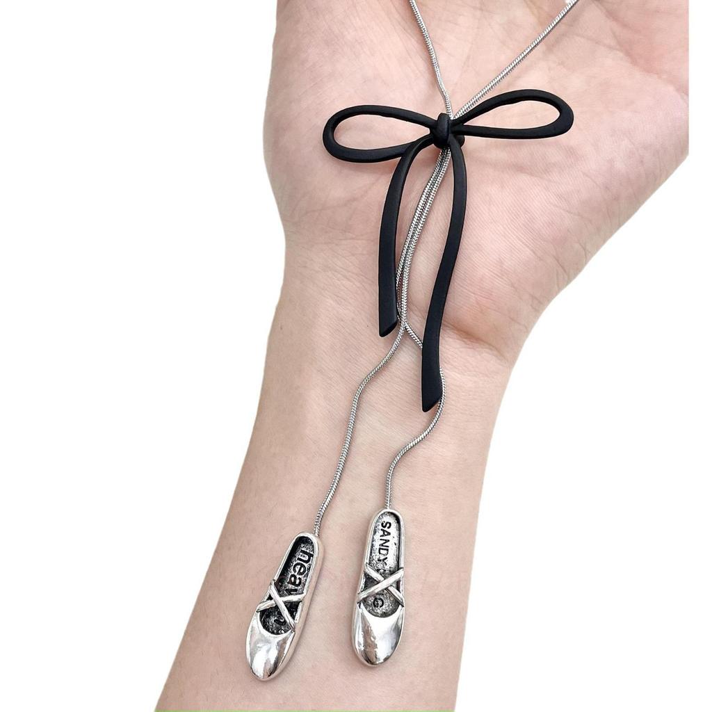 Y2K Fairy Bow Necklace: Alloy Ballet Accessory, Niche Forest Series for Autumn/Winter 2024
