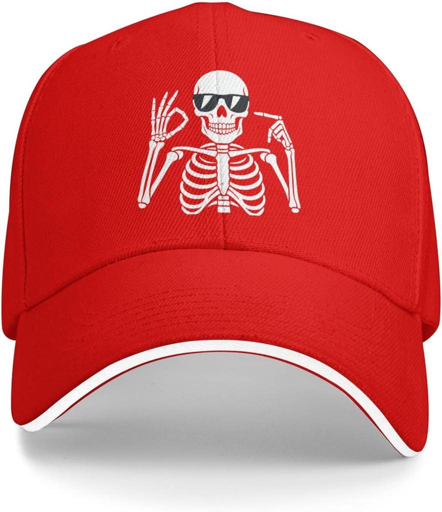 Skeleton OK Sign Sunglasses Baseball Cap Funny Viral Slang Adjustable Adult Unisex Summer Hat