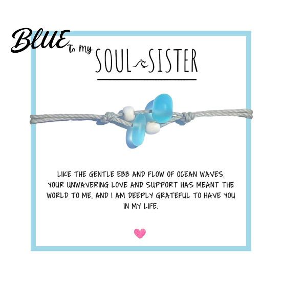 Blue And White Bead Bracelet Soul Sister Handmade Adjustable Ocean-Inspired