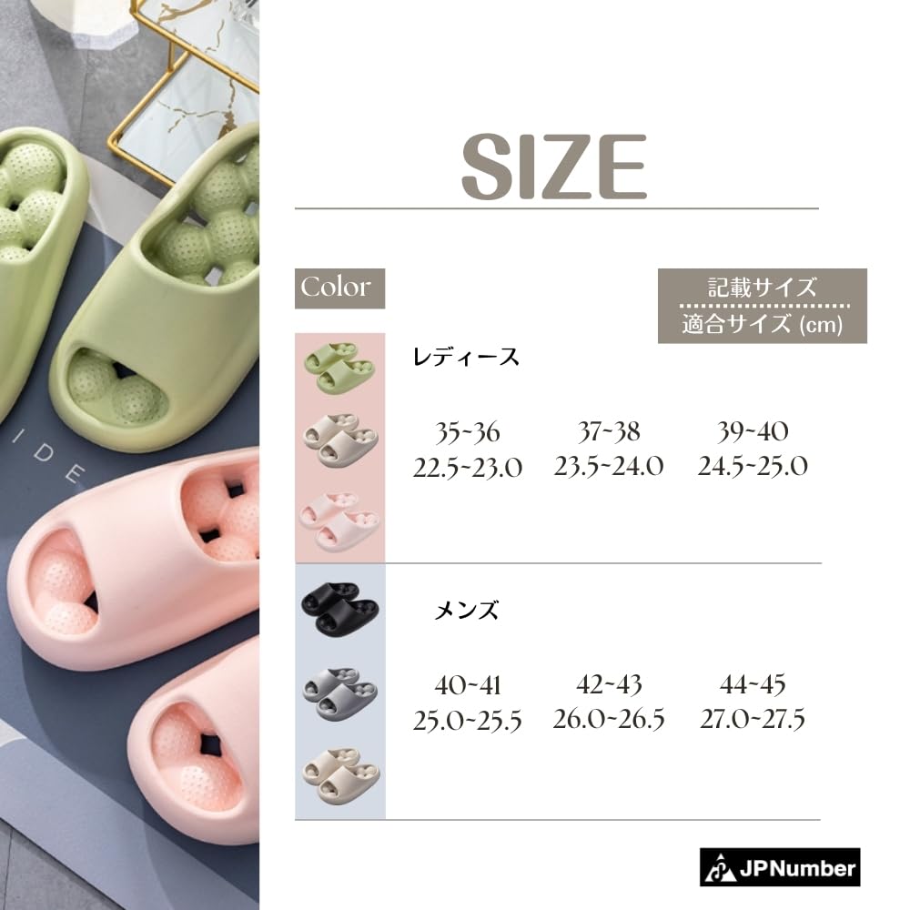 Healthy Slippers for Indoor Foot Bath and Beach Mild Sizes [JP Number] Sandals, Use, Reflexology, Cleaning, Balcony, Pool, Sandals, (Black,