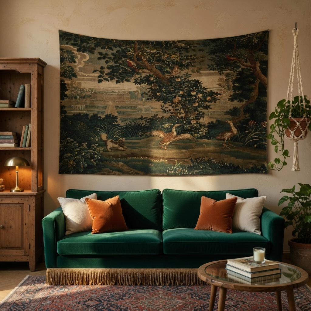 

Vintage Castle Garden Tapestry Retro Wall Hanging for Aesthetic Bedroom Living Room Home Decor 74x94cm(29x37in)
