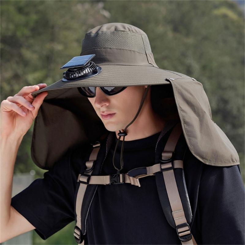 Rechargeable Outdoor Hat Built In Fan Solar Charging Lightweight Breathable Sun Protection For Men Women