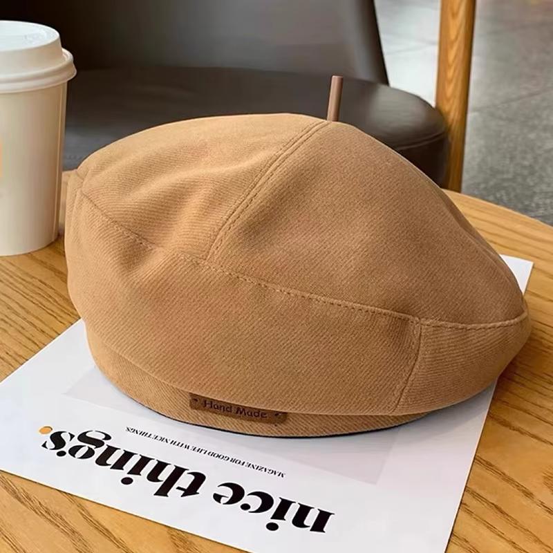 Retro Solid Color Beret Hat For Women Autumn Spring British Style Cotton Octagonal Newsboy Cap All-match Painter Artist Hats