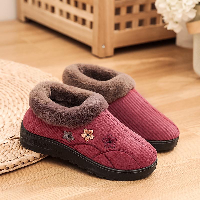 Winter new cotton shoes non-slip soft sole piled thickened warm indoor home cotton slippers bag and casual 35 1467₽