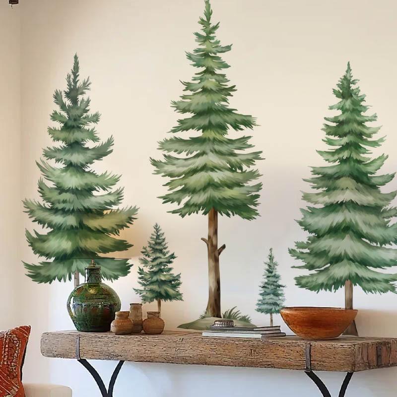 Fir Tree Green Plant Wall Sticker Self Adhesive PVC Kids Room Bedroom Living Room Decor