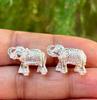 2 Pc Fine Silver Hindu Elephant Idol, Temple Pooja Statue