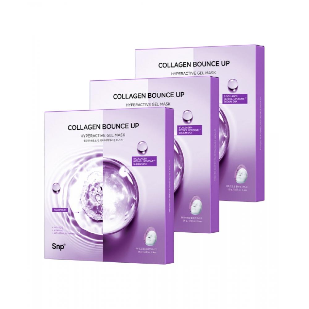 Snp [3pack] Collagen Bounce Up Hyperactive Gel Mask Elastic Moisturizing Radiance hydroGel 4 Sheets+4 Sheets+4 Sheets NONE