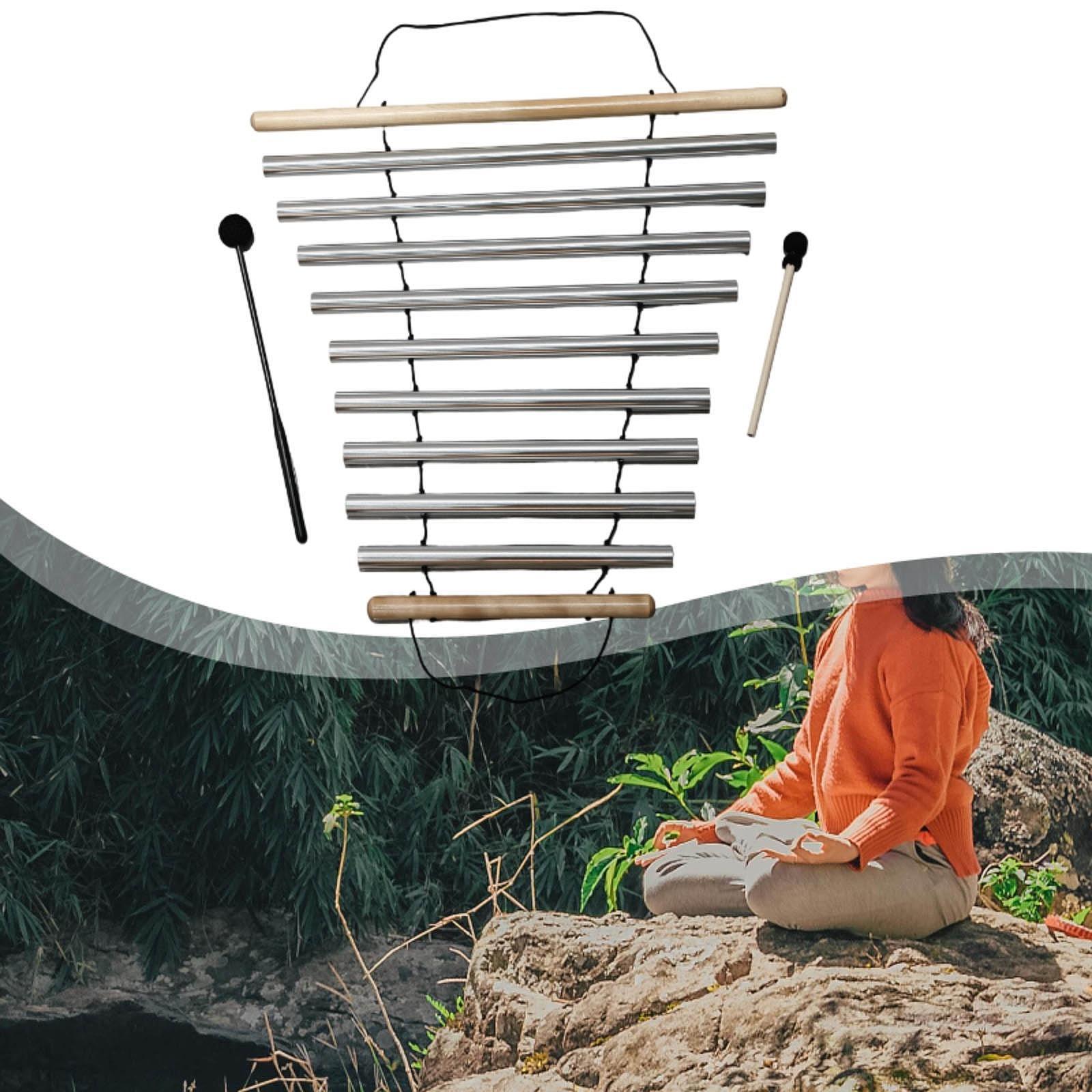 Wind Chime,Handheld,Meditation Single Row Bar Chimes,9 Note Percussion Instrument for Teacher  Classroom Management Kids Gift