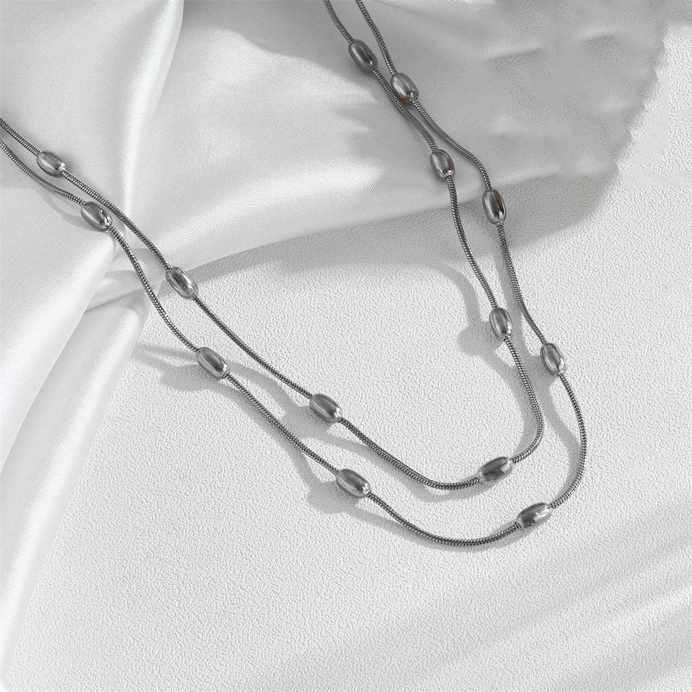 Edelstahl Doppellagige Schlangenkette Halskette, Modischer Vergoldeter Titanstahl, Nicht-Verblassendes Design.