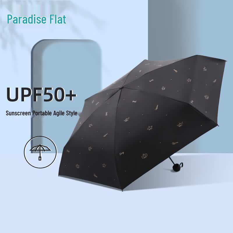 Heaven Umbrella Compact Black Five-fold Sun/Rain Umbrella