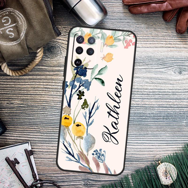 PERSONALISED floral name initial Case For OPPO A98 A78 A79 A16 A76 A96 A5 A9 A53 A17 A77 A15 A52 A72 A74 A94 A54S A57S Cover