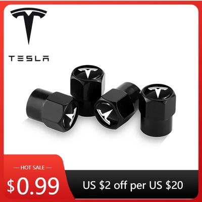 Car Sticker 4Pcs Car Tire Valve Caps Emblem Metal Cap Case Car Styling for Tesla Model 3 2021 S X Y Style Roadster Invader
