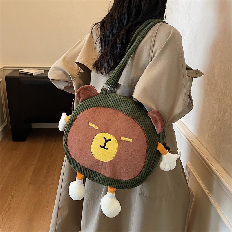 Sac bandoulière patchwork Capybara dessin animé en peluche 2025 - Grande capacité, design mignon