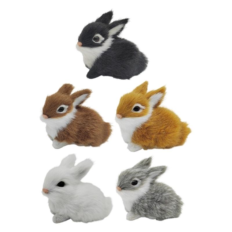 Realistic Rabbit Figurine Lively Easters Bunnies Stuffe Farm Animal Plush Rabbit Statue Spring Home Decors Photo Props
