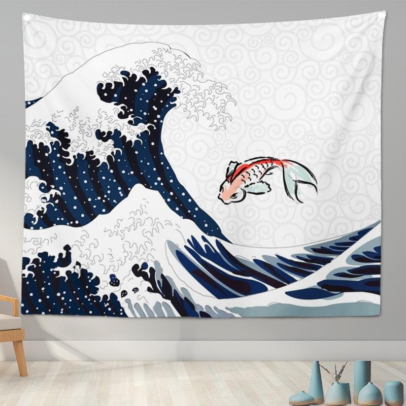 Home Decoration Japanese Ukiyo-e Tapestry Kanagawa Surf Hanging Cloth Wine Shop Japanese Tapestry Hanging Painting