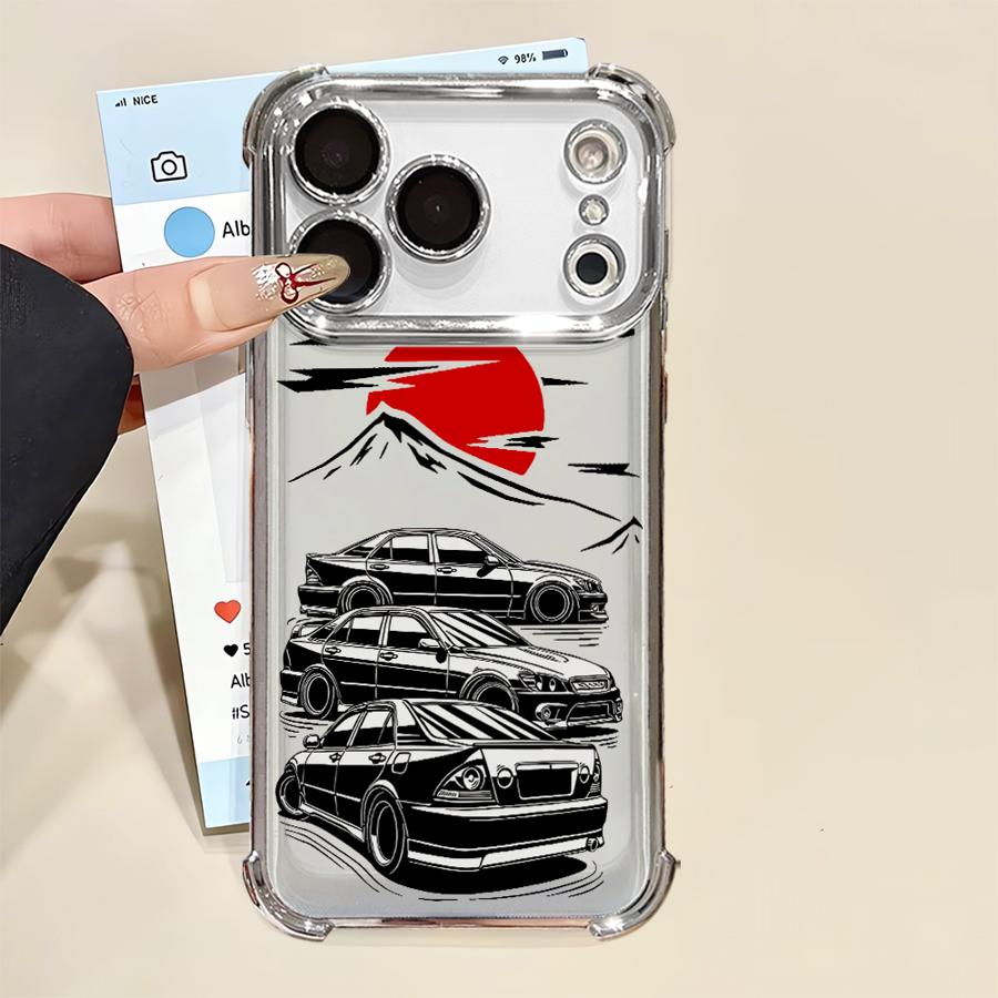 Coque de téléphone pour iPhone 16 15 14 Plus 17 Air 13 12 11 Pro Max 16e Housse souple Sport Course JDM Drift Voiture