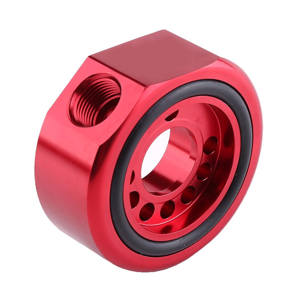 Car Engine Oil Supply Oil Filter Sandwich Plate Cooler Adapter Kit for Honda Acura LS B20 Red