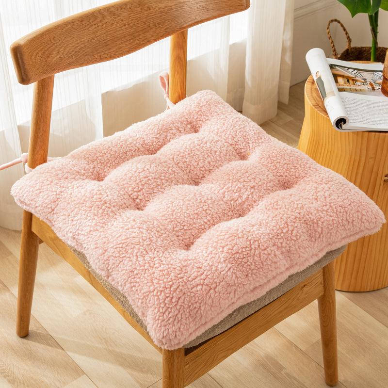 Lamb Wool Seat Cushion Winter Thickened Plush Chair Cushion Office Sedentary Butt Cushion Home Student Stool Seat Cushion