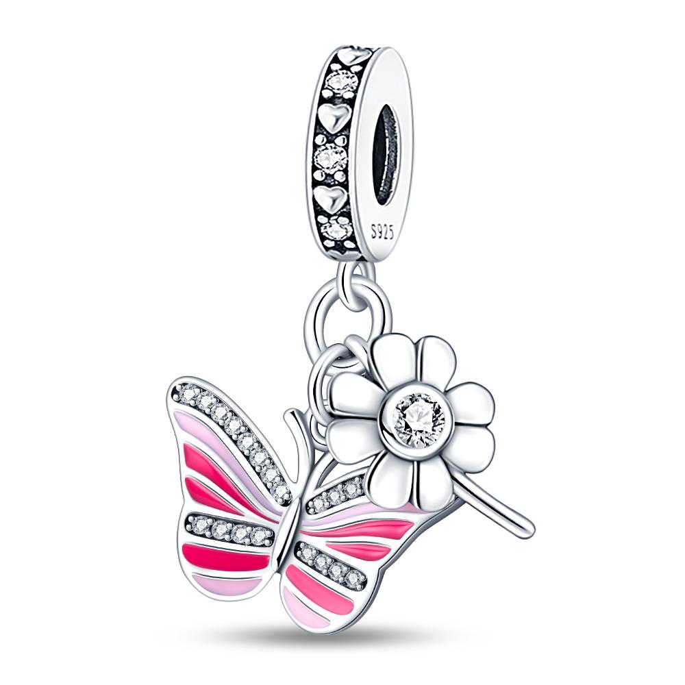 Fashion 925 Copper Fantasy Colorful Butterfly Series Pendent Beads Charms Fit 4MM Hole Diameter Bracelet Zircon Diy Making