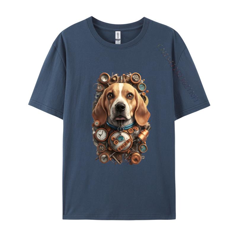 Funny Beagle Dog TShirt Mechanical Engineer Dog Cosie Printed Tops Tees Retro Cotton Men Top Tshirts