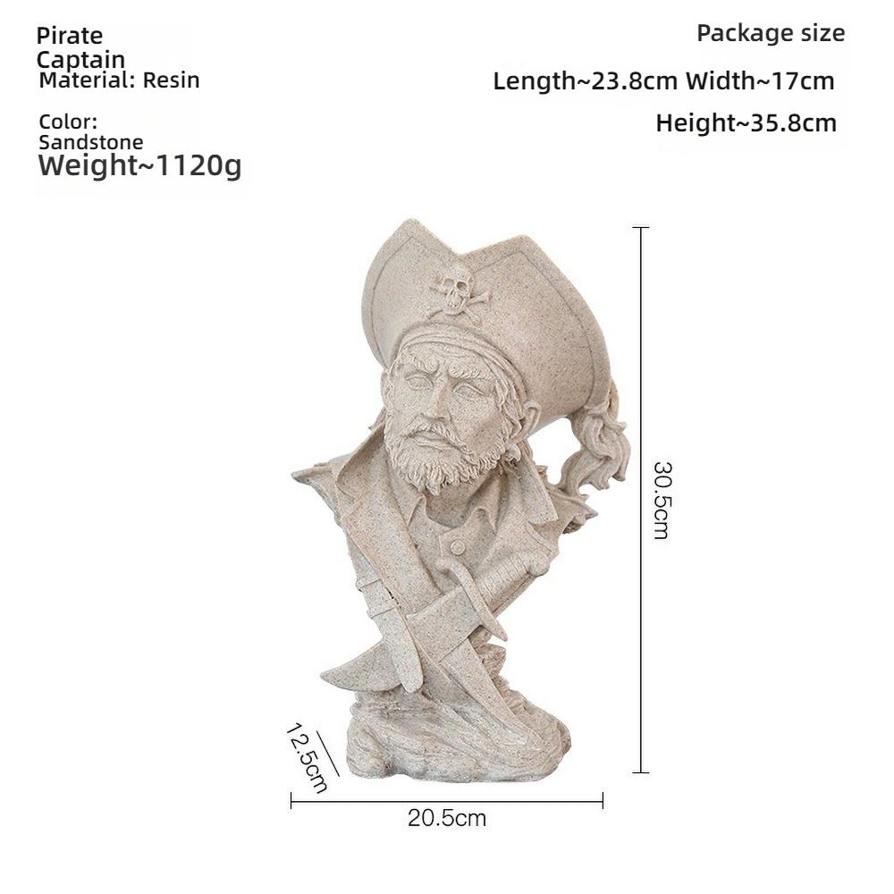 

Gold Finish Nordic Pirate Captain Resin Sculpture - Abstract Nautical Decor, Collectible Viking Figure for Office & Gaming Room