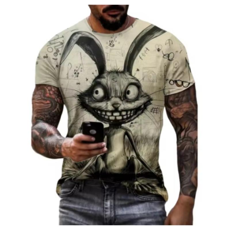 Graffiti Art Graphic T-Shirts Funny Animal 3D Print Men's Round neck Short Sleeve T-Shirts