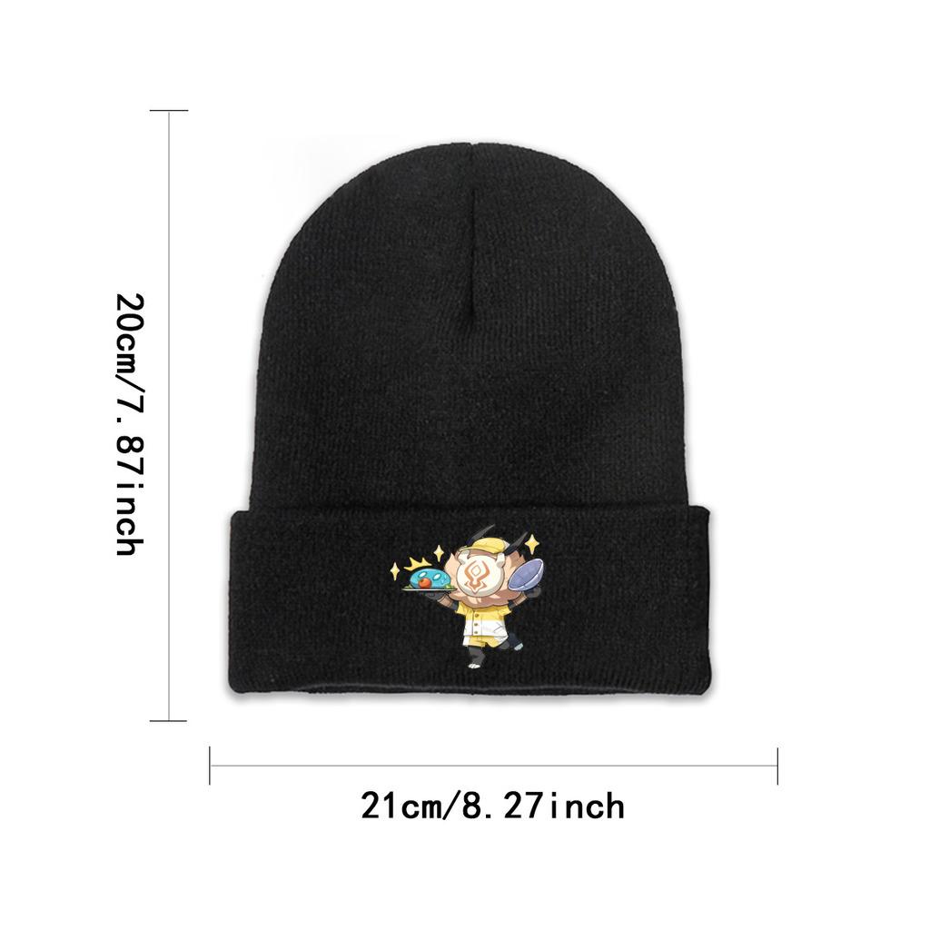 Hilichurl & Hydro Slime Genshin Impact Waiter Strickmützen für Damen, Unisex, Beanies, Herbst-Winter-Mütze, Anime-Spiel, lässige Mützen