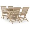 5 Piece Garden Dining Set Gray Solid Teak Wood