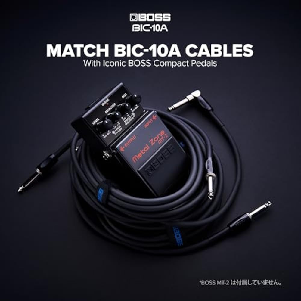 BOSS BIC-10A-BK Guitar Cable Black 3m L-Type-Straight Non-Oxygen Flow Braided Cable